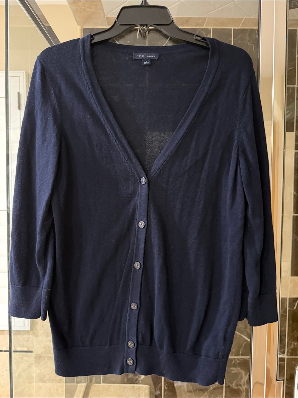 Tommy Hilfiger Navy Button-Front V-Neck Cardigan